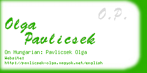 olga pavlicsek business card